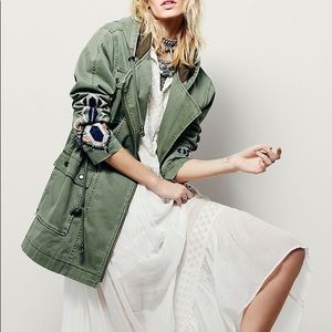 FREE PEOPLE embroidered twill parka